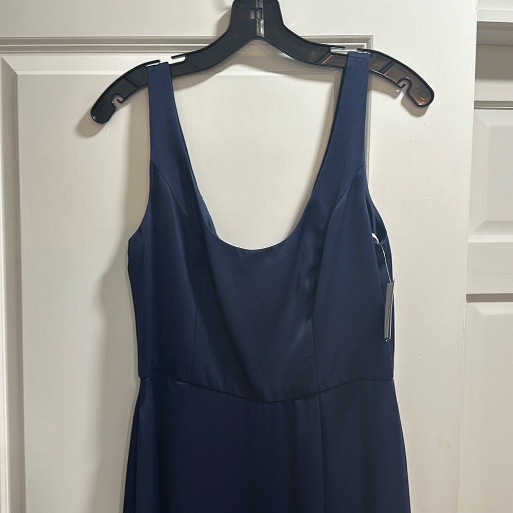 David’s Bridal Bridesmaid Dress Long Scoop Neck Tank Marine Color Size 8 NEW